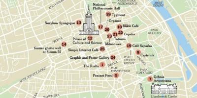 Kartes Varšavā ar tūrisma objektiem