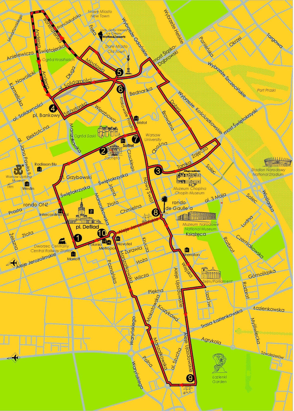 Karte Varšavā, hop on hop off autobuss