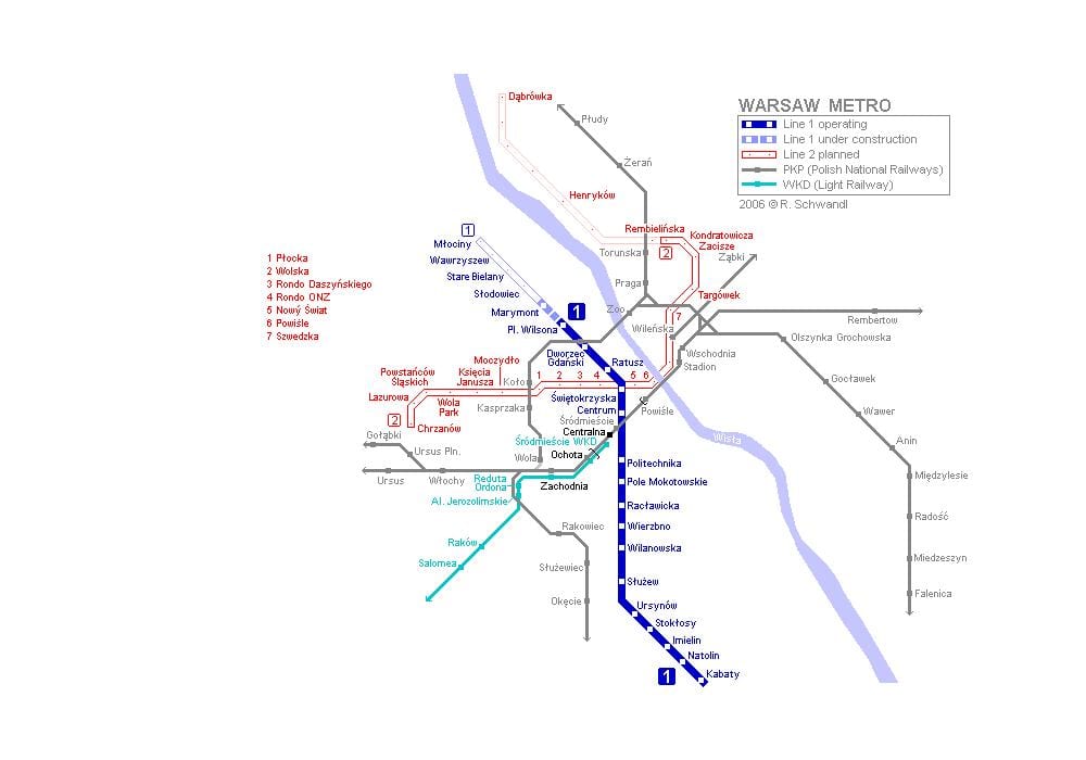 Varšavas metro karte
