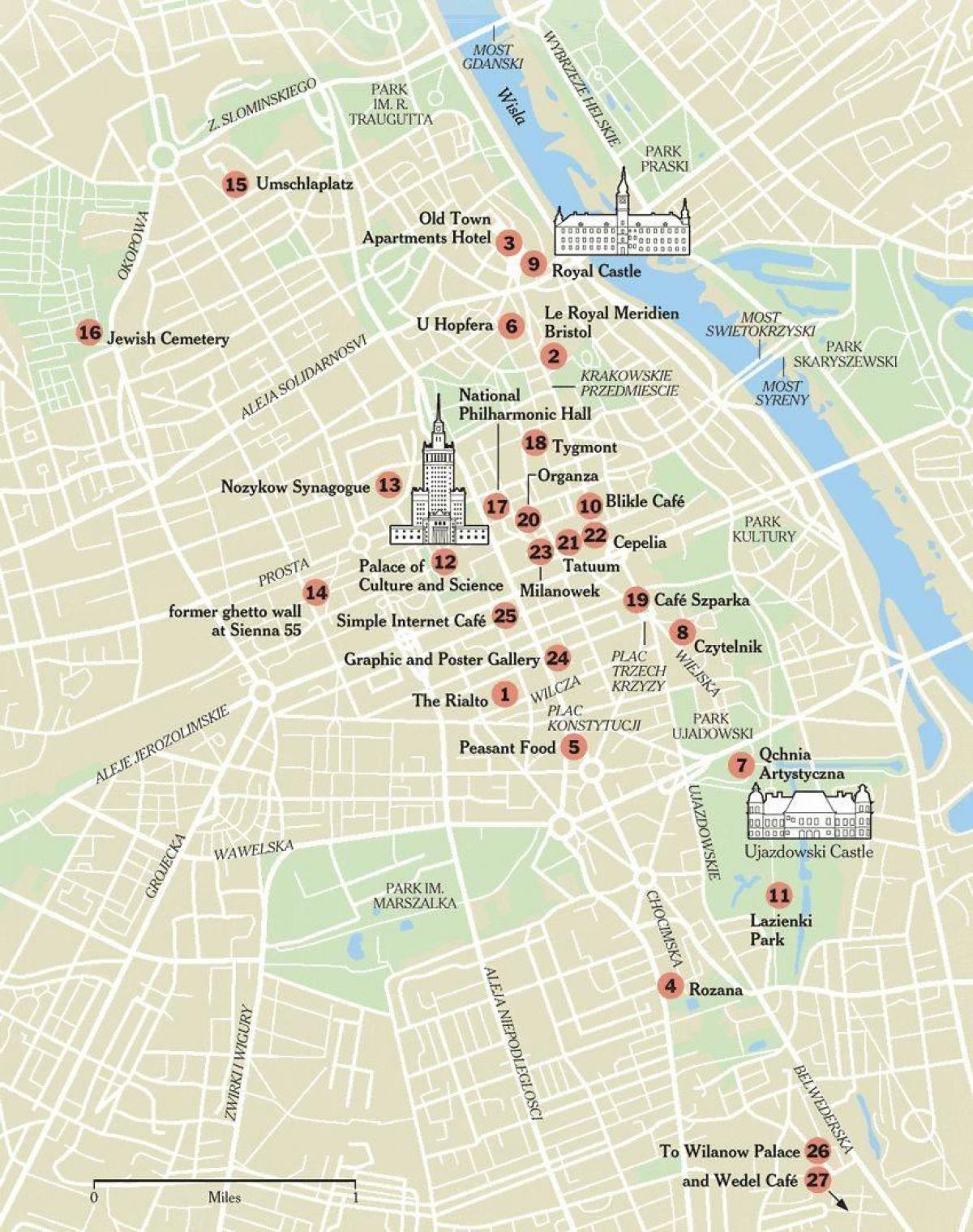 pilsētas ekskursijas Varšava karte
