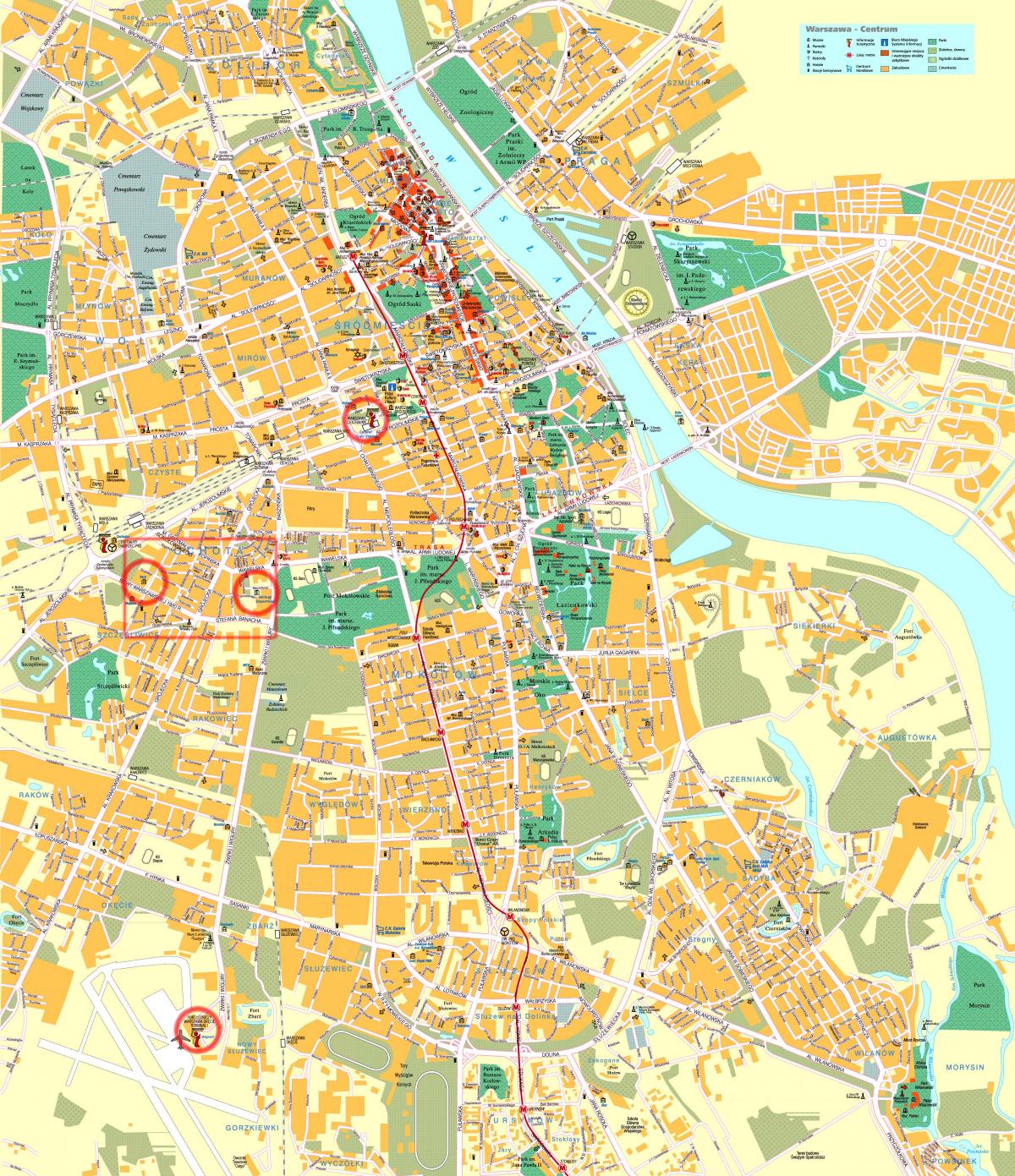 ielu karte Varšavas pilsētas centrs