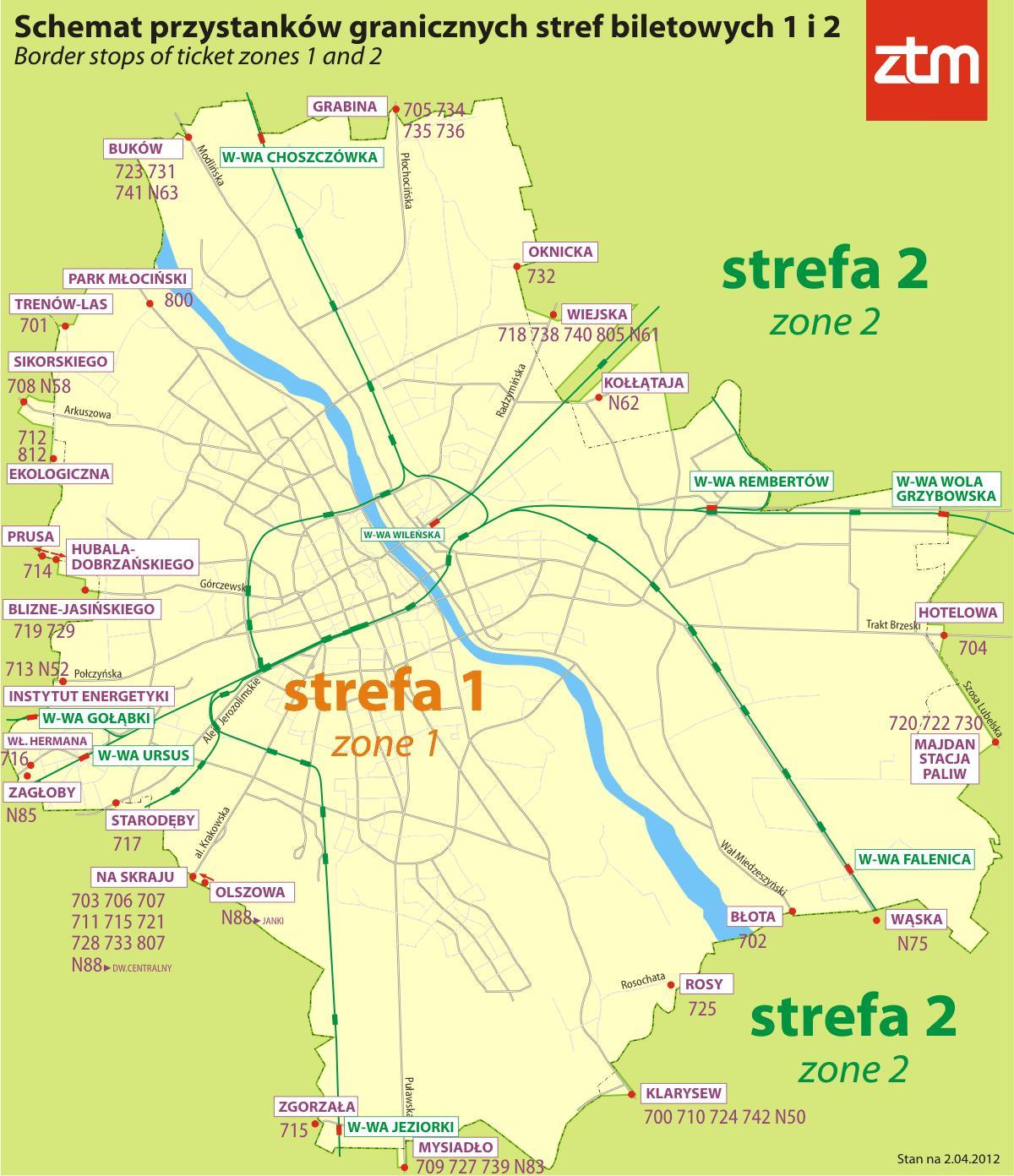 Varšavas 1. zonu karte