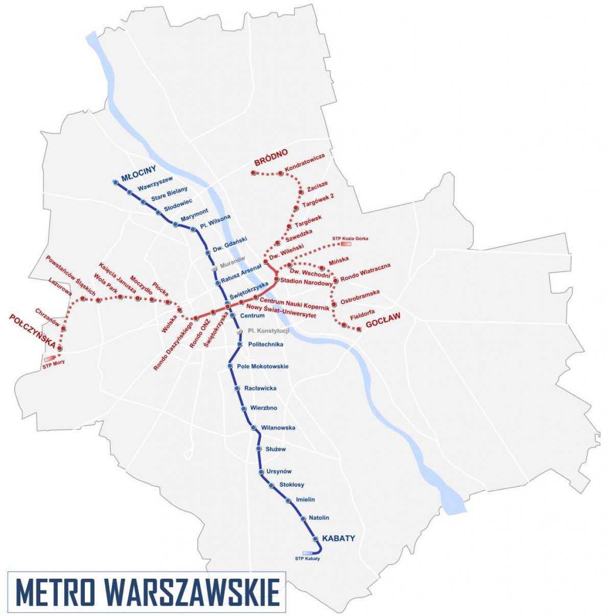 Karte Varšavas metro 2016
