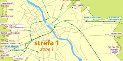 Varšavas 1. zonu karte