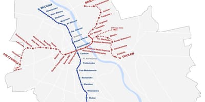 Karte Varšavas metro 2016