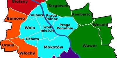 Karte Varšavas rajonos 